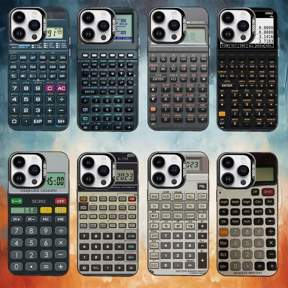 مضحك أنيق C-حاسبة جراب هاتف آيفون 17 16 15 14 13 12 11 برو ماكس زائد الفضة ماتي غطاء أسود