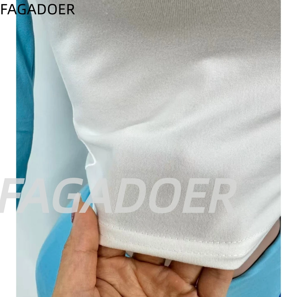 طقم تي شيرت FAGADOER كاجوال مكون من قطعتين للنساء بأكمام طويلة ورقبة دائرية وسراويل عالية الخصر ملابس رياضية نسائية متطابقة