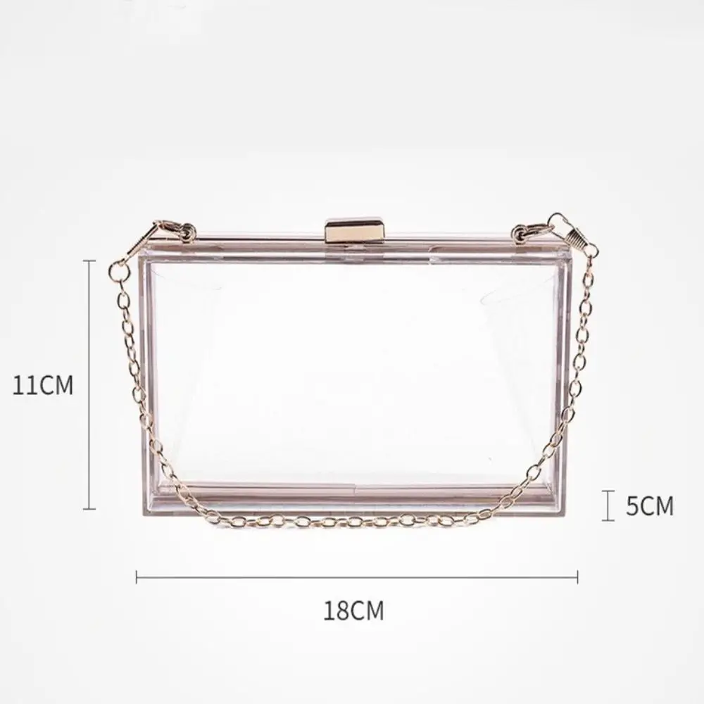 All-match Transparent Banquet Bag New Long Chain Advanced Sense Square Bag Large Capacity Party Crossbody Bag