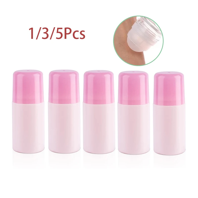 1/3/5 pçs 50ml garrafa de rolo de plástico vazio garrafas recarregáveis para diy desodorante óleo essencial perfume líquido cosméticos recipiente