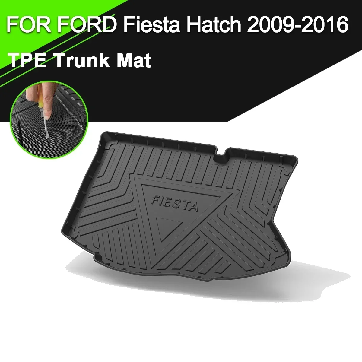

For Ford Fiesta Hatchback 2009-2016 Car Rear Trunk Cover Mat TPE Waterproof Non-Slip Rubber Cargo Liner Accessories