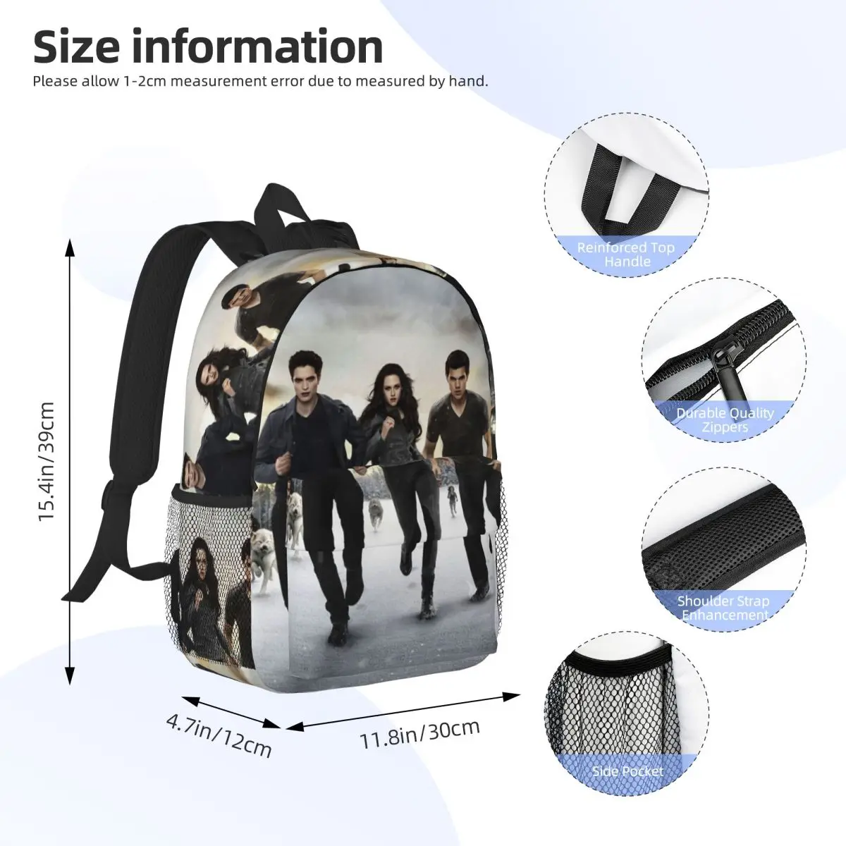 The Twilight Saga Edward Cullen Backpack Student BookBag Children School Bag Computer Shoulder Bags for Boys Girls