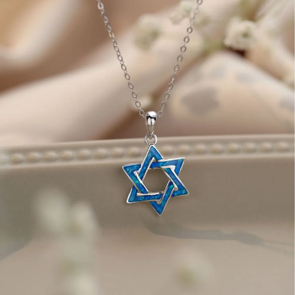 

New Hexagram Blue Necklace Design Collarbone Chain Simple Necklace