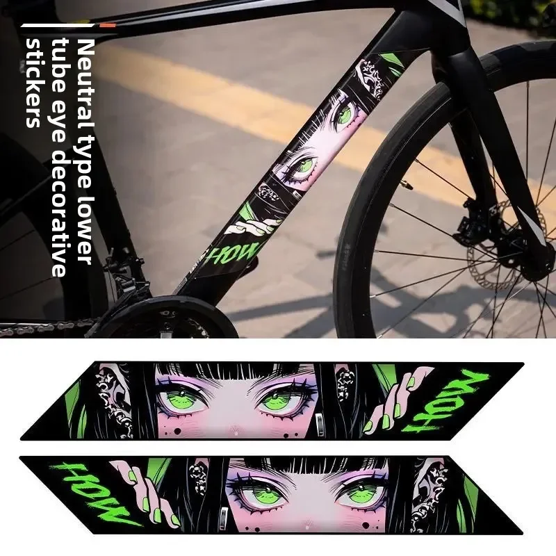 

A Pair New Road Bike Sticker Under Tube Anime Eyes Kill Mountain Body JDM Personality Decoration Waterproof Film Modification
