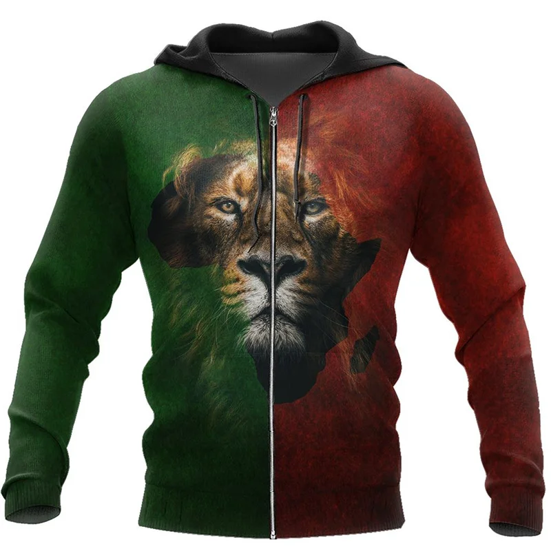 Sudadera con capucha para hombre y mujer, suéter con estampado 3D de león africano, personalizado, de gran tamaño, a la moda