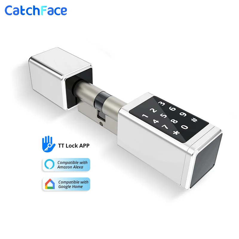 IP65 Waterproof Rechargeable Smart Europe Cylinder Password RFID Card Key Digital Electric Ttlock APP Smart Door Lock Cylinder