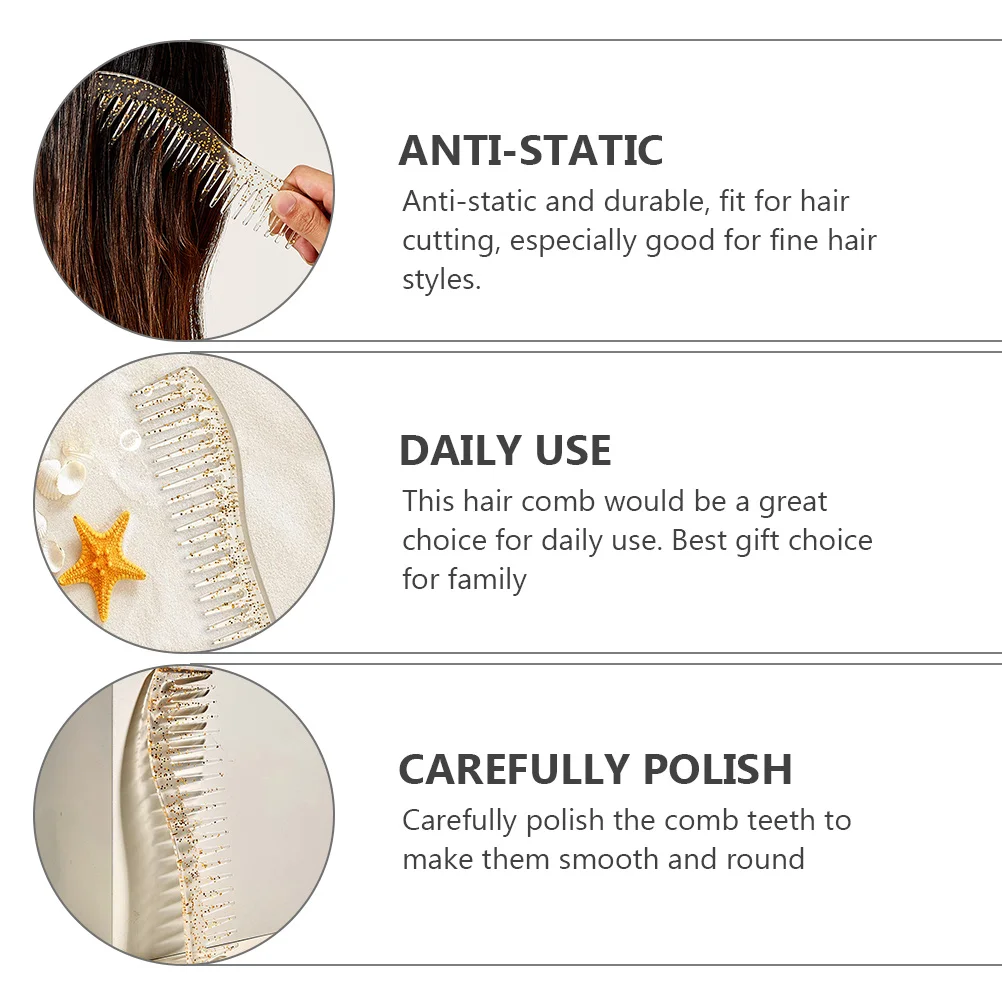 

3pcs Hair Comb Salon Supply Round Disc Curly Long Home Women Anti Static Durable For Fine Hair Styles Daily Use Gift