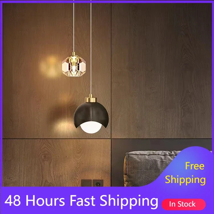 

Led Pendant Light for Bedroom Bedside Hanging Lamp Modern Entrance Decoration Ceiling Chandeliers Crystal Glass Luminaire Decor