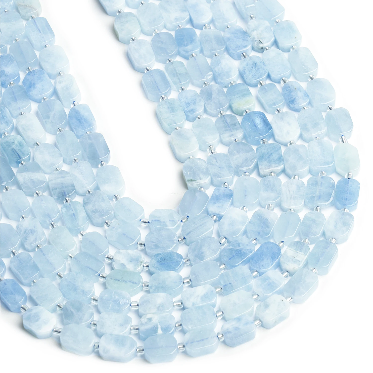 Natural Aquamarine Beads 8x12mm Rectangle Shape Beads for Jewelry Making Diy Bracelet Necklace Beading Accessories