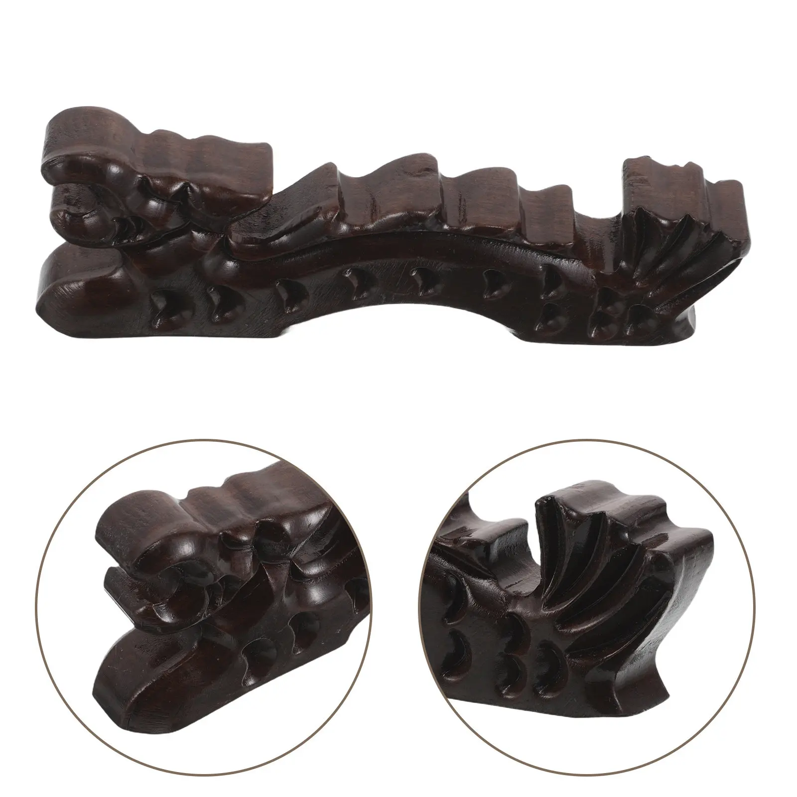2Pcs Dragon Shape Wooden Brush Pen Holder Chinese Calligraphy Brush Rest Decorative Desk Art Supplies Wood Pen Holder
