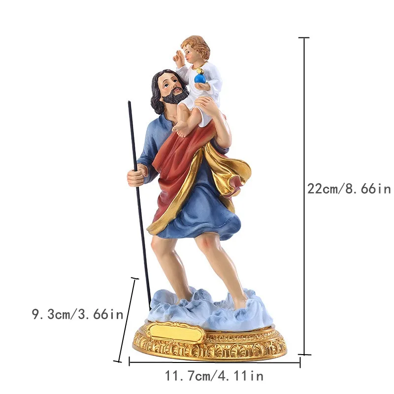 Saint Joseph with Child Resin Statue Catholic Figurines Colored Hand Painted Religious Gifts Suitable for Decor Collection