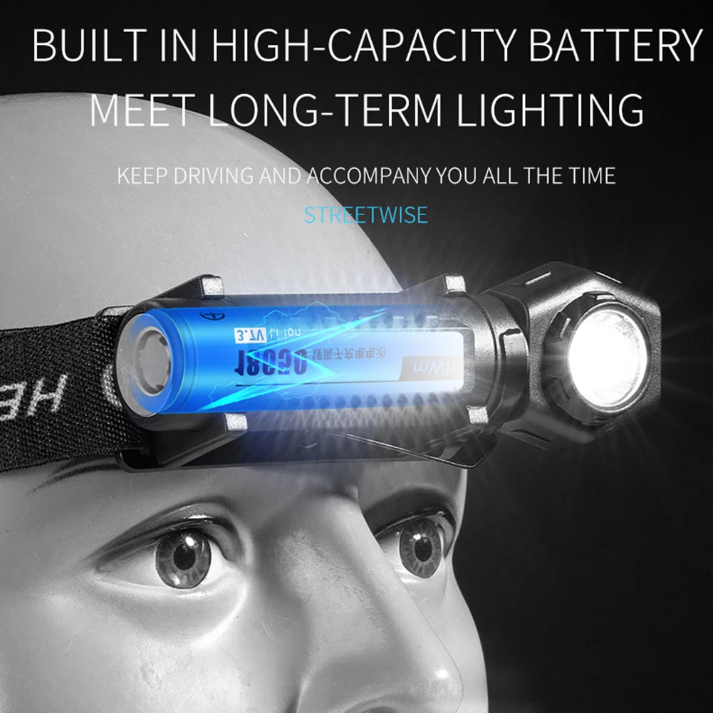 COB LED Flashlight Rechargeable 3 Lighting Modes Flashlights Magnetic Work Light Waterproof Torch Can be Used as Headlamp