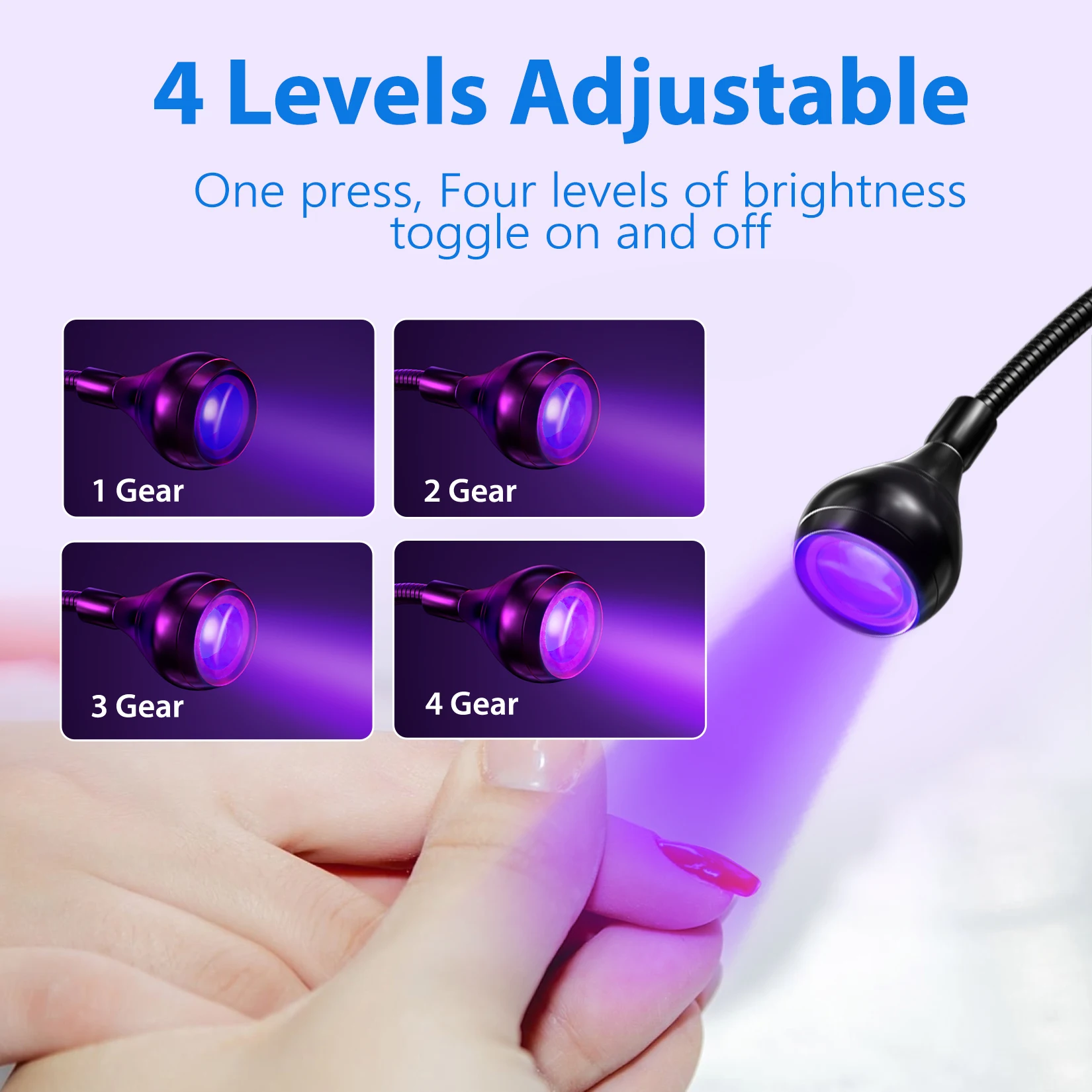 LED Nail Lamps 3W Flexible Gooseneck Lamp Quicky Dry Double-Headed Nail Manicure Dryer Gel Polish Curing Light Plug Play