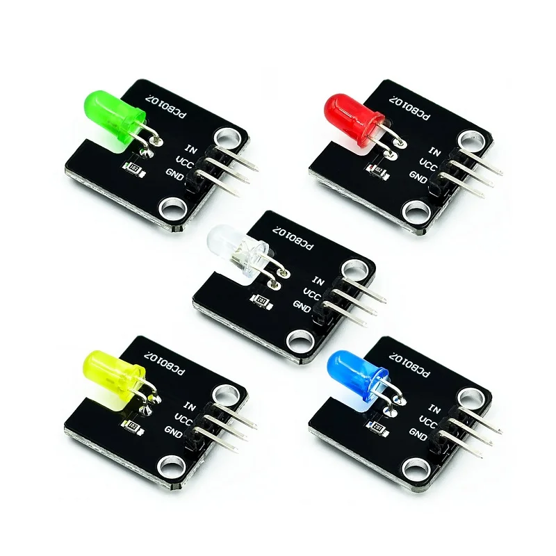 Módulo emissor de luz LED para Arduino MCU, bloco de construção eletrônico, multi-color, 5mm