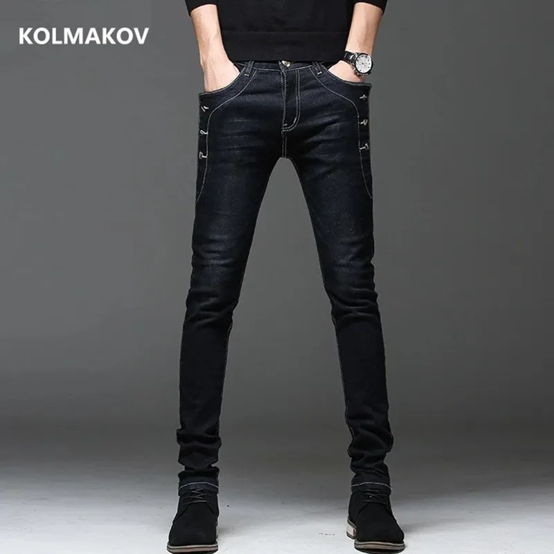 

2023 spring New Men's Skinny Jeans Fashion Casual Elastic Cotton Slim Denim Pants high quality Comfortable jeans men Black blue