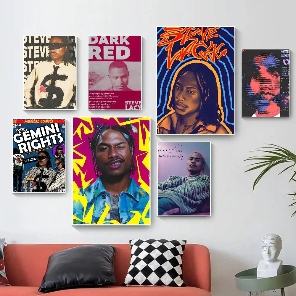 Singer Steve Lacy Poster Self-adhesive Art Waterproof Paper Sticker Coffee House Bar Room Wall Decor