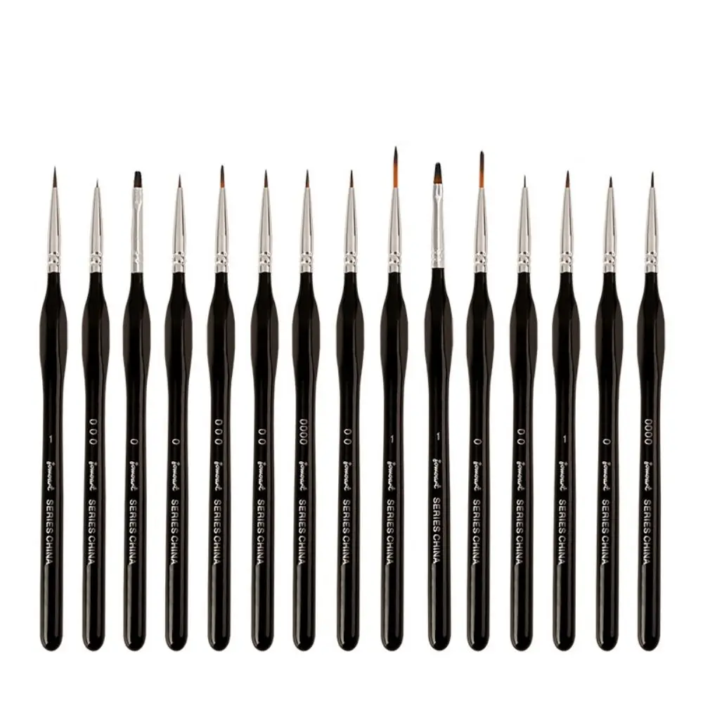 

15pcs/set Wooden Detail Paint Brushes Professionals Triangular Handle Nylon Hair Painting Brush Easy To Hold Durable Oil Brushes