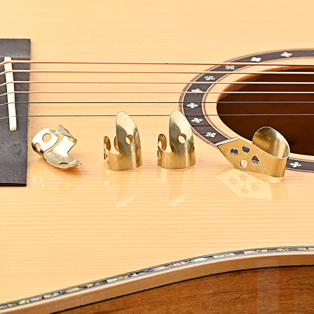 

4Pcs Metal Banjo Finger Picks Strong Durable Guitar Accessories for Beginners Fashionable Eye-Catching Design Easy to Use
