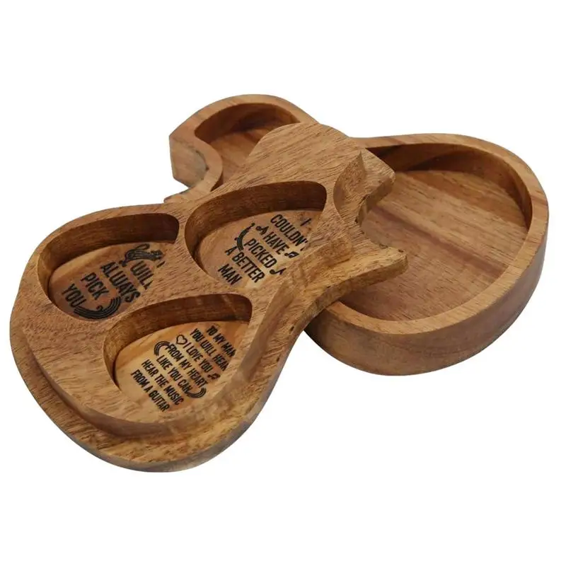 

Guitar Plectrum Holder Wooden Guitar Picks Storage Box With 3Pcs Guitar Picks Plectrums Case Plectrums Organizer For Acoustic