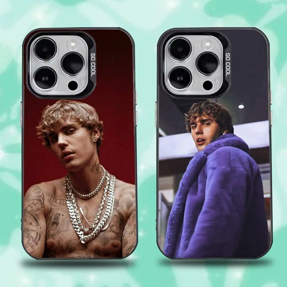 

Singer USA J-Justin Bieber Phone Case For iPhone 16,15,14,13,12,11,Pro,Max,Plus,Mini,XS,SE Anti Fall Black Matte Hard Bumper