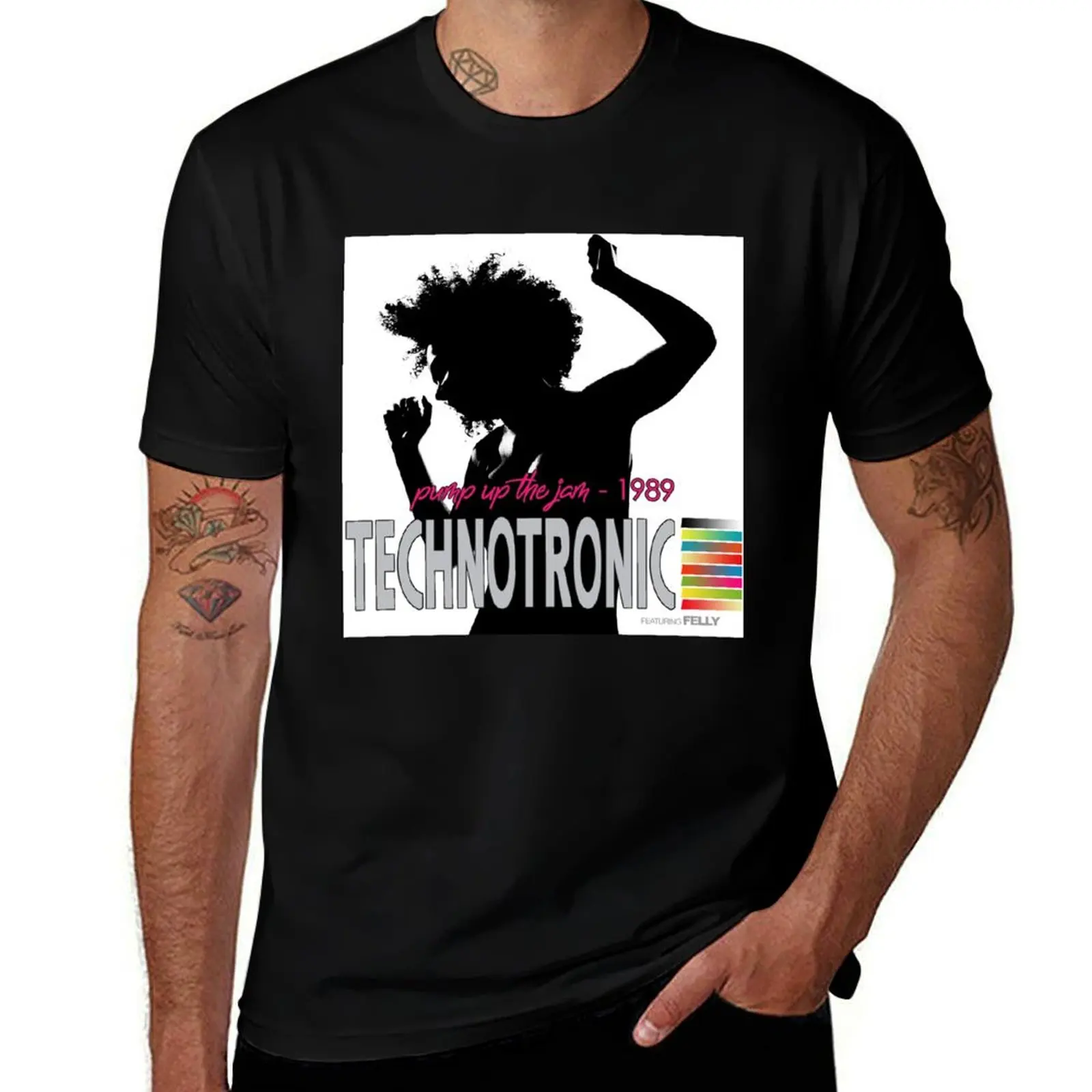 Camiseta hombre camisa t algodón hombre gráfico Technotronic calidad camisa camiseta alta