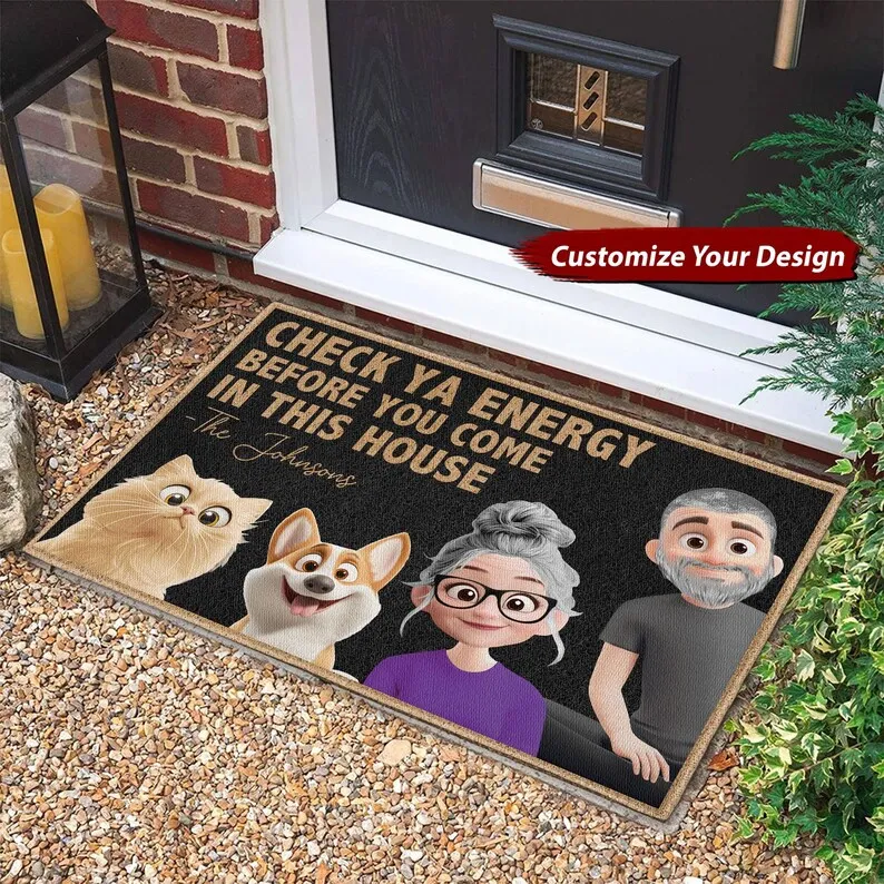 Personalized Family Doormat Cute Printed Custom Pet Owner Door Decor Doormat Housewarming Gift for Dog Lover House Welcome Mat