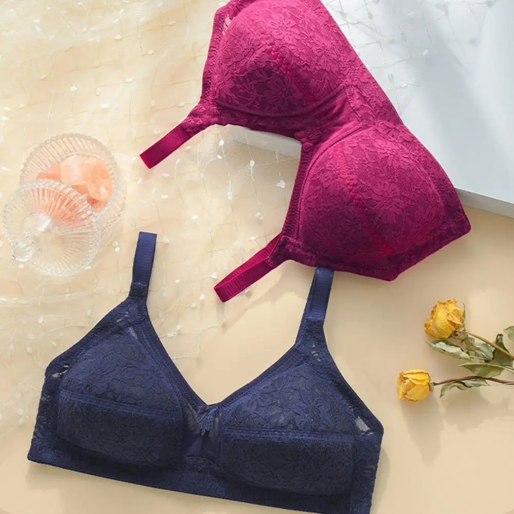 Women Bra Non-wired Push-up Bra Wire-free hin Molded Cup Lace Full-Cup Cover Smooth Shape Support Bra for Office Travel Parties