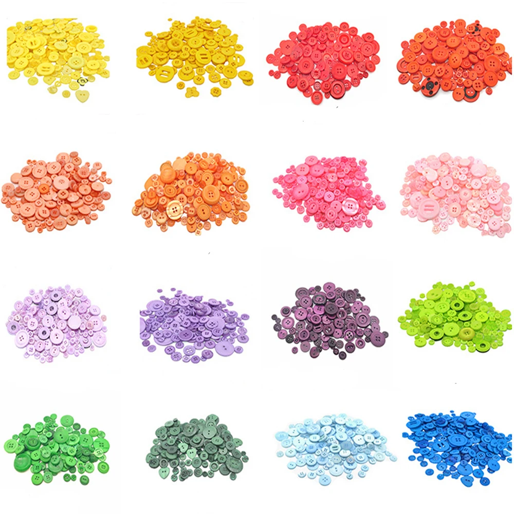 660Pcs Kleurrijke Gemengde Hars Knoppen Groothandel Kleuterschool Knop Plakken Schilderen Knop Bloem Diy Handgemaakte Materiaal