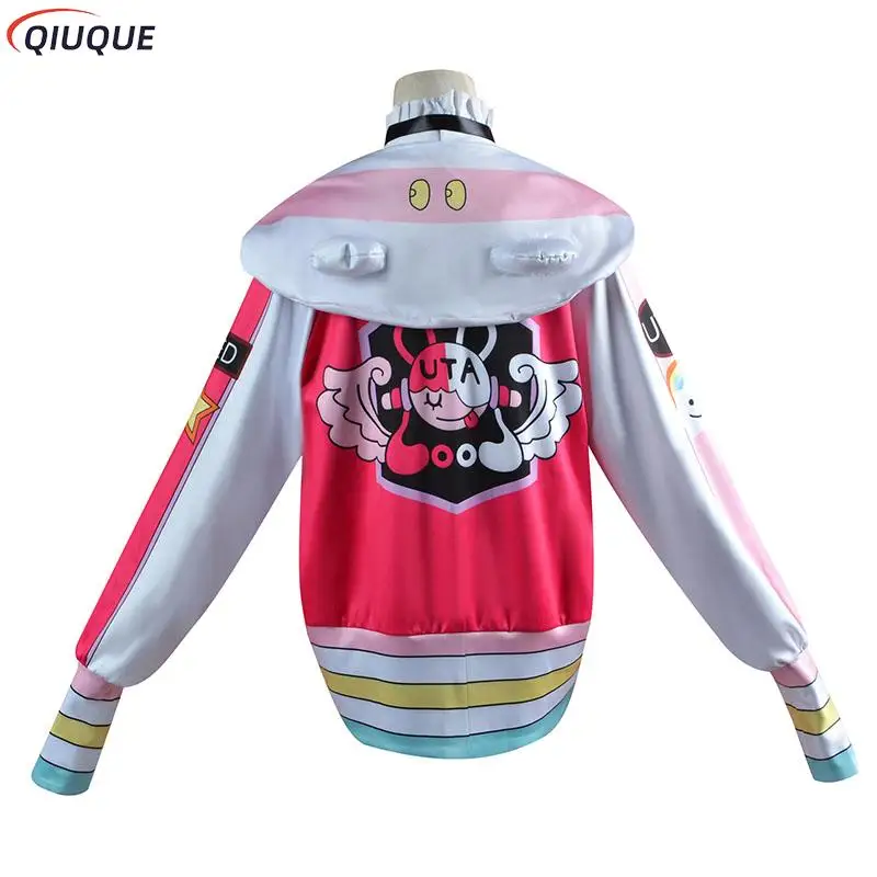Anime Film RED Uta Cosplay Costume Wig Earphone Women Girls Daily Coat Dress Adult Children Halloween Carnival Party Outfit view 3
