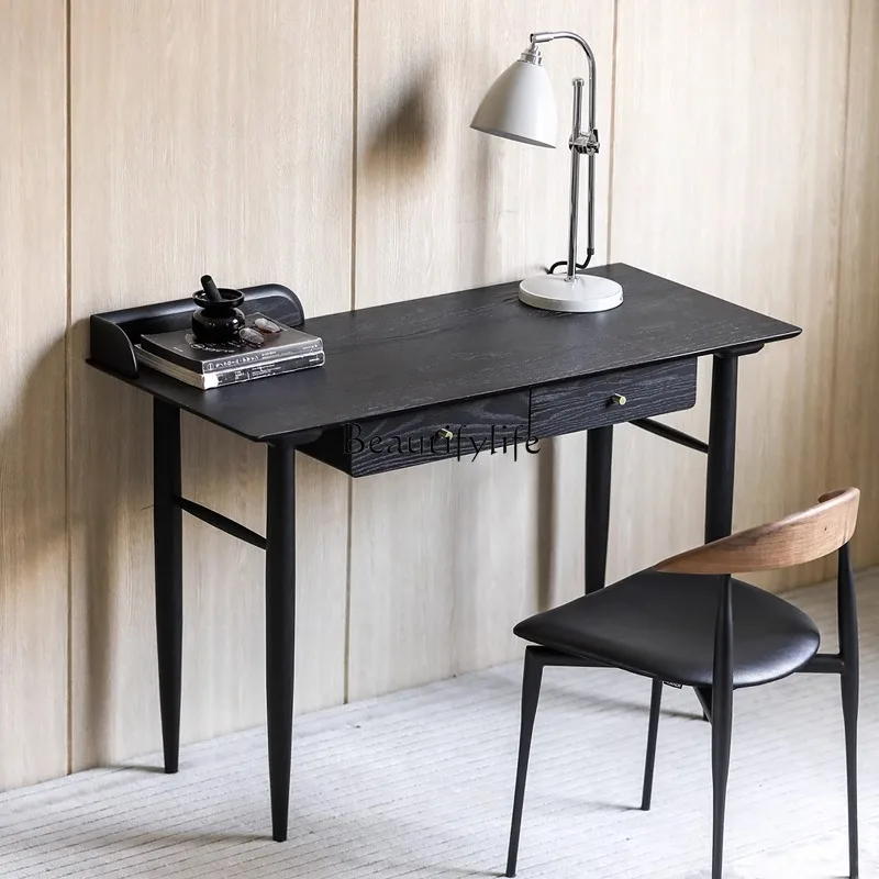 

Nordic solid wood double desk Japanese modern simple retro full oak rectangular desk