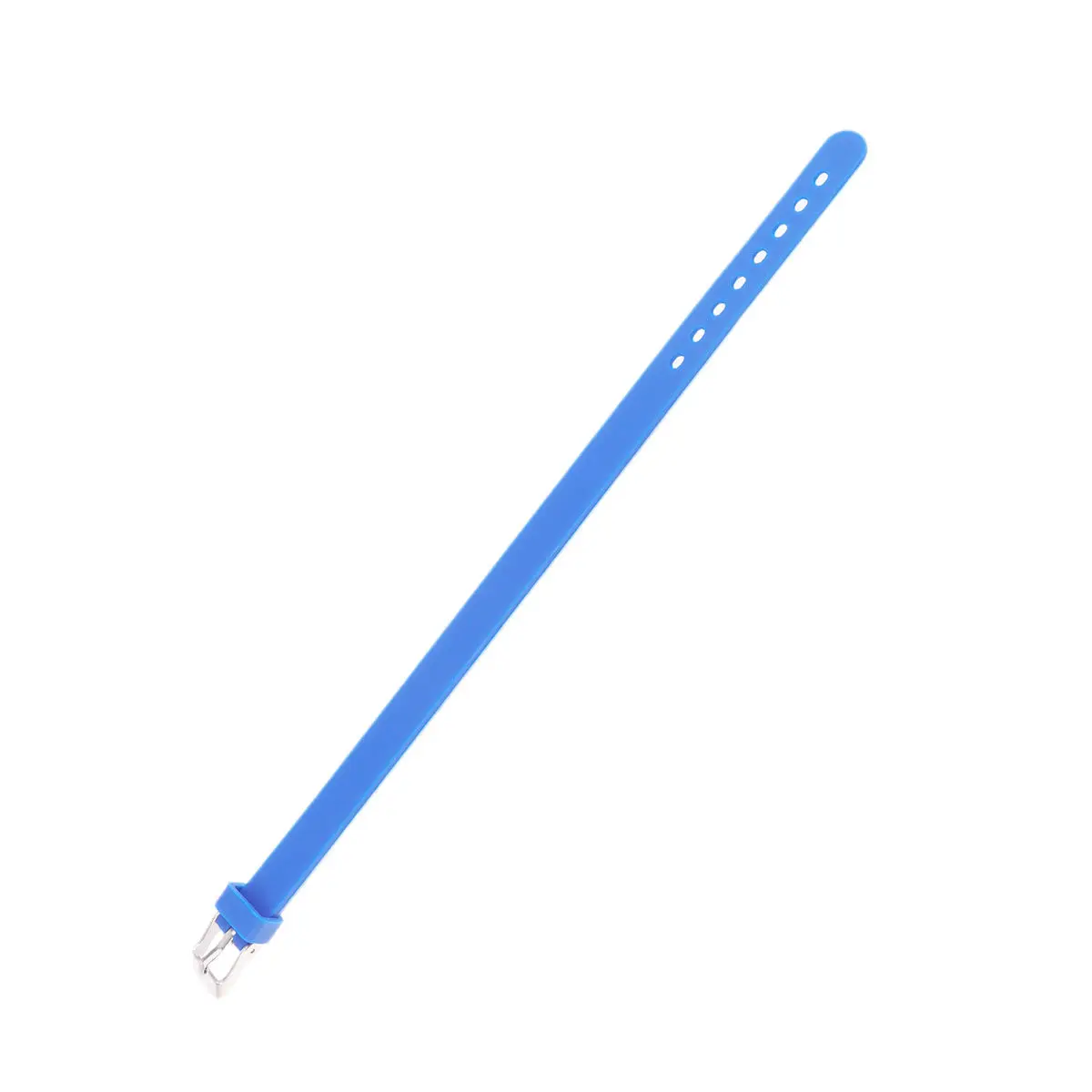Solid Color Silicone Wristband Blue Elastic Durable Bracelet with Adjustable Holes for Activity