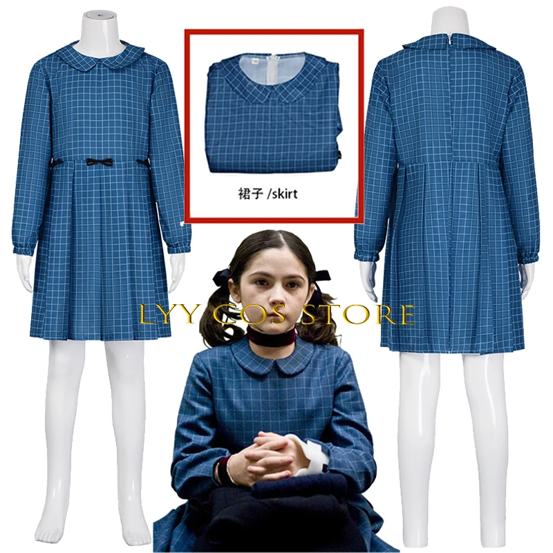 

Esther Cosplay Costume Movie Leena Klammer Grid Dress Blue Halloween Party Carnival Anime Play Clothing for Women Girls