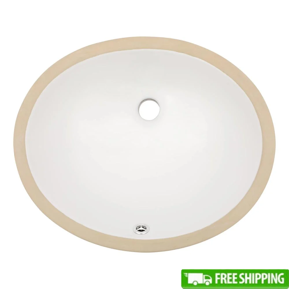 Oval White Ceramic Bathroom Sink 16