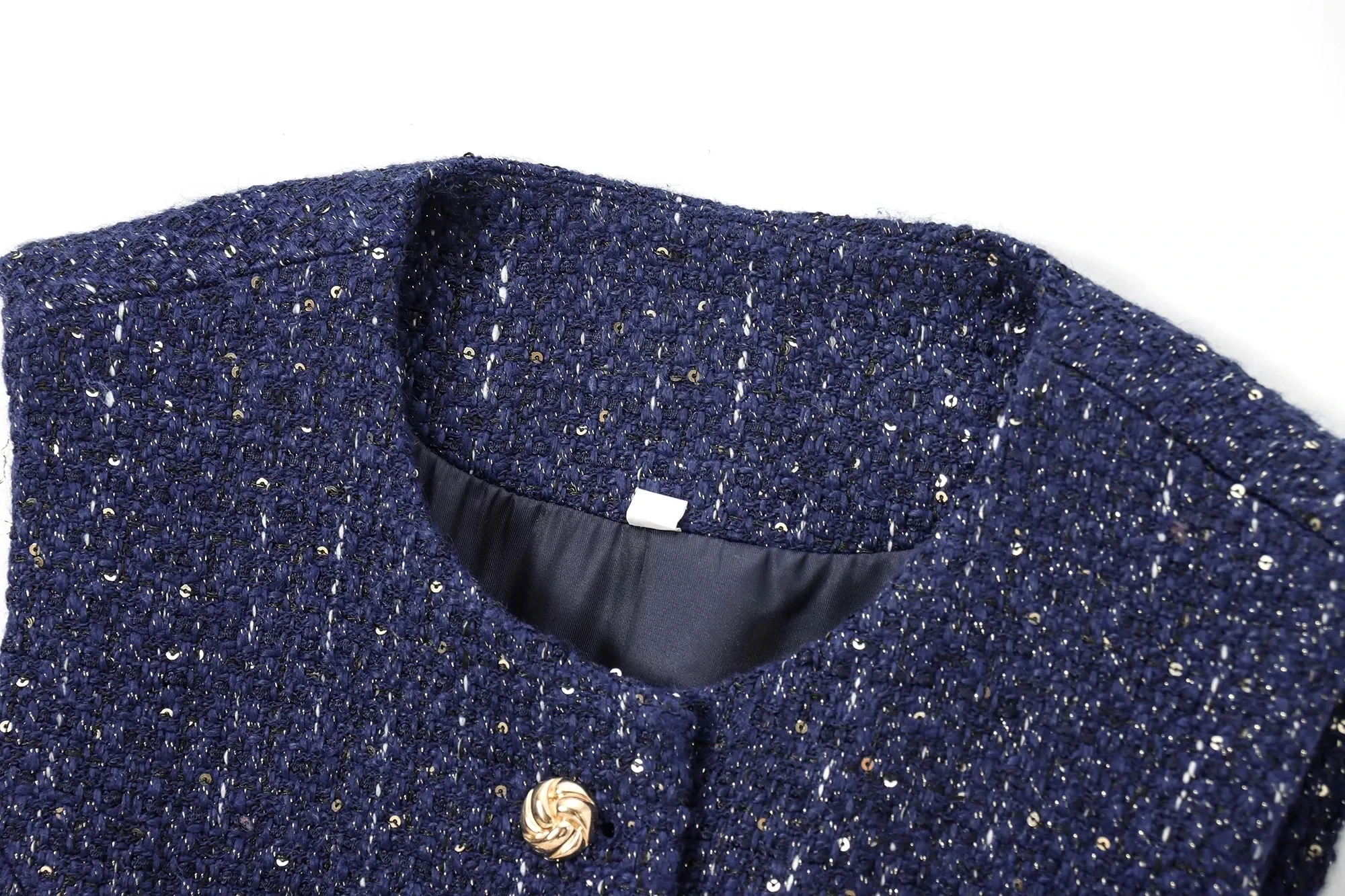 2025 herbst Mode Frauen Pailletten Blau Weste Mit Gürtel dekoration textur Westen Ärmellose Mantel Streetwear Chic Weste Tops