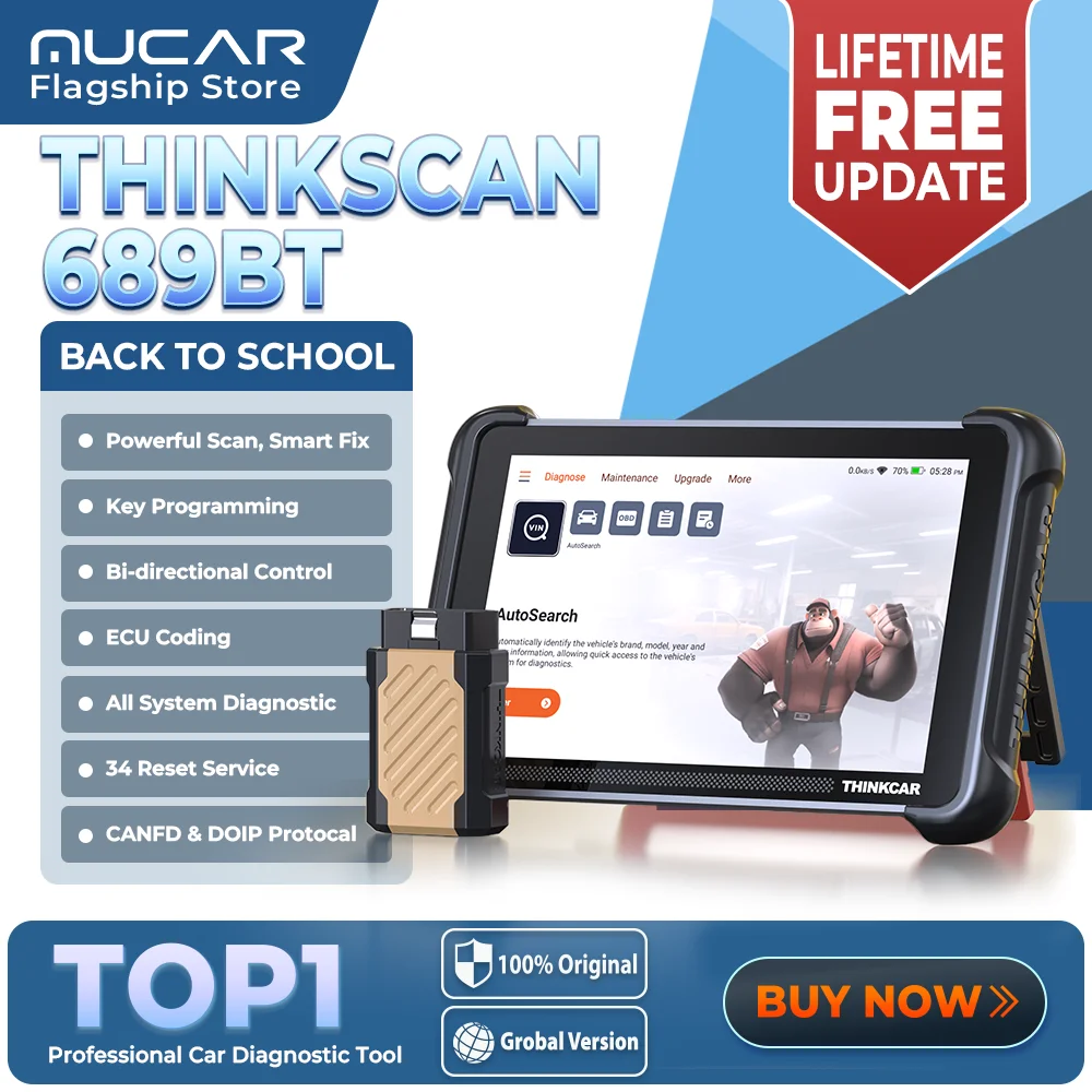 THINKCAR THINKSCAN 689BT Professional Key Programmer Automotive Diagnostic Tool Bidirectional Obd ECU Coding CANFD DOIP 34 Reset