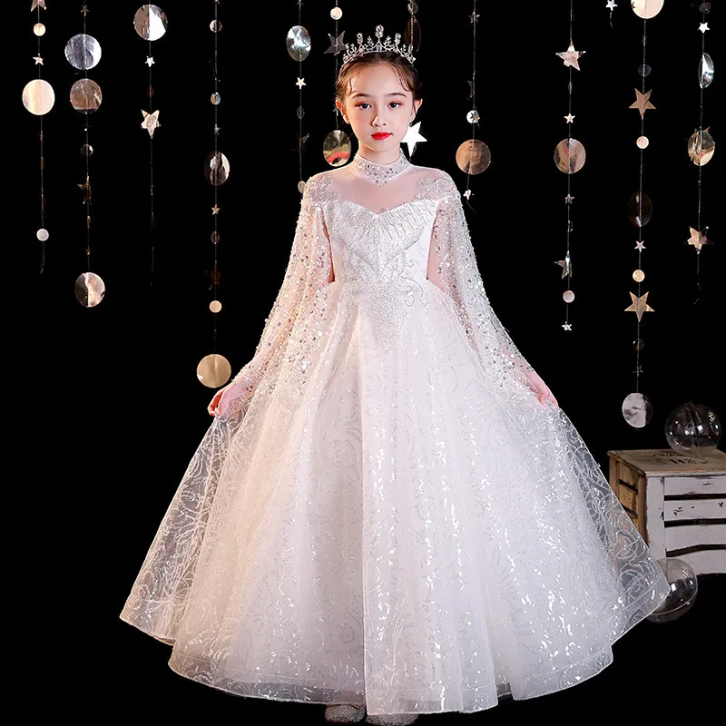 Elegant Girls Princess Dresses For Birthday Party Children Piano Performance Luxury Gowns School Banquet Kids Host Formal Dress