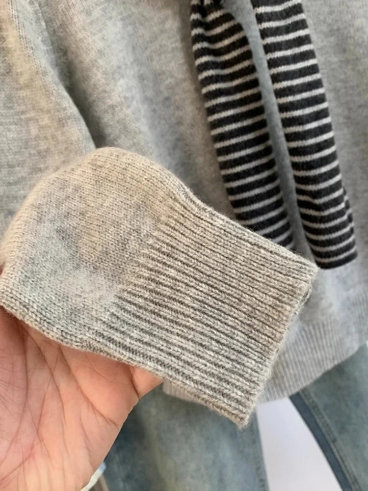 Women Round Neck Pullover Sweater Korean Lazy Style Loose Leisure Versatile Sweater Fall Winter Design Sense Niche Knitting Tops