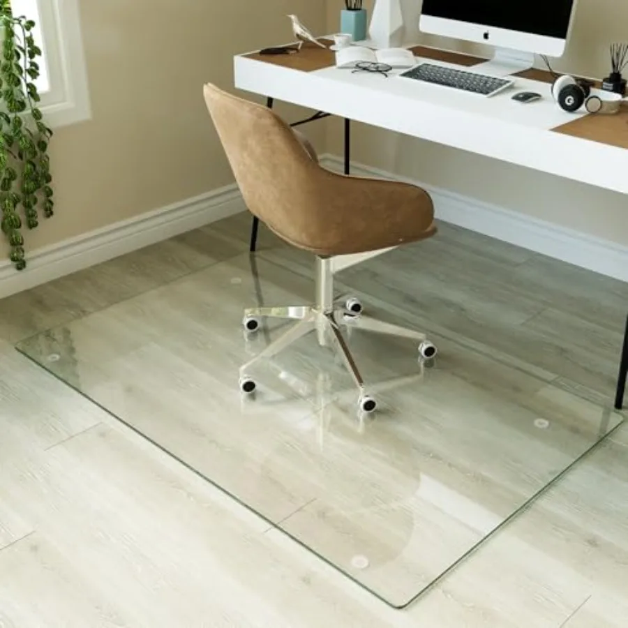 

Защитный коврик для стульев из закаленного стекла для твердых полов и ковров, 30 x 48 дюймов, сверхпрочный, для офиса, с бесшумным скольжением