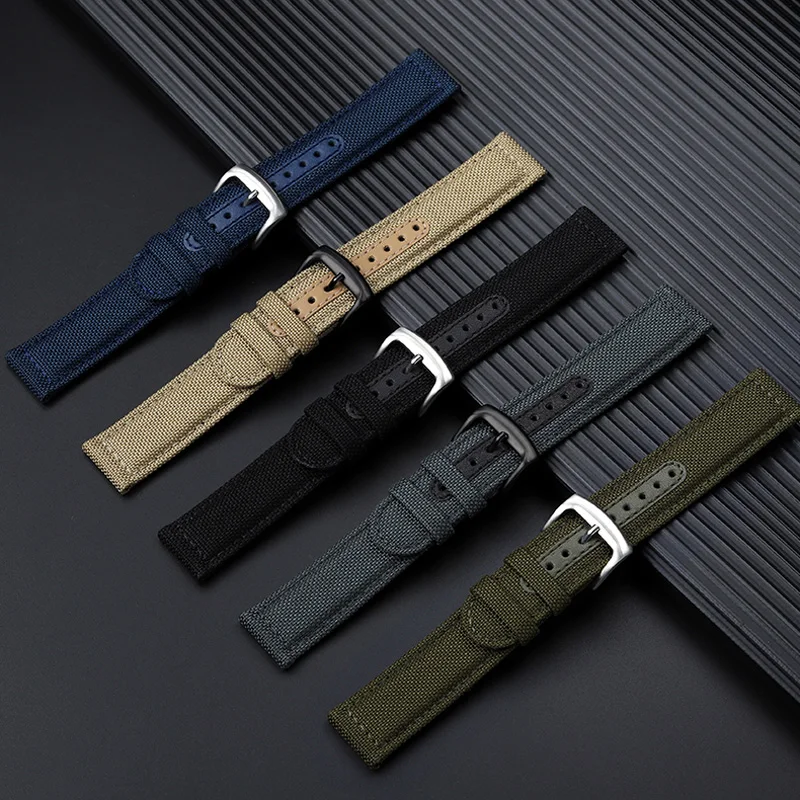 For Citizen eco drive FF series CA4500/4503/4505 Nylon canvas watchband sport black khaki green blue grey watch strap 22mm