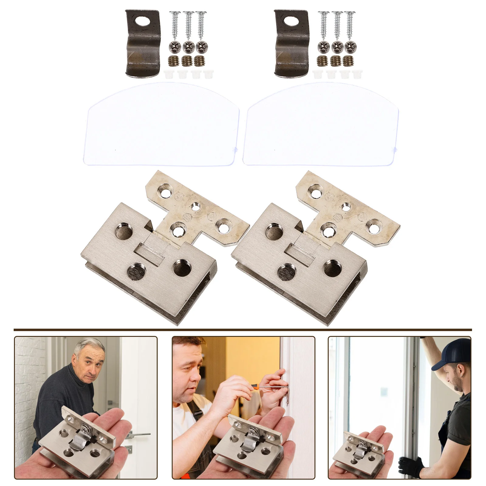 

2Pcs Glass Door Hinge Durable Zinc Alloy Smooth Finish Easy Installation for Cabinet Display Wine Cabinet Glass Door Clamp Hinge