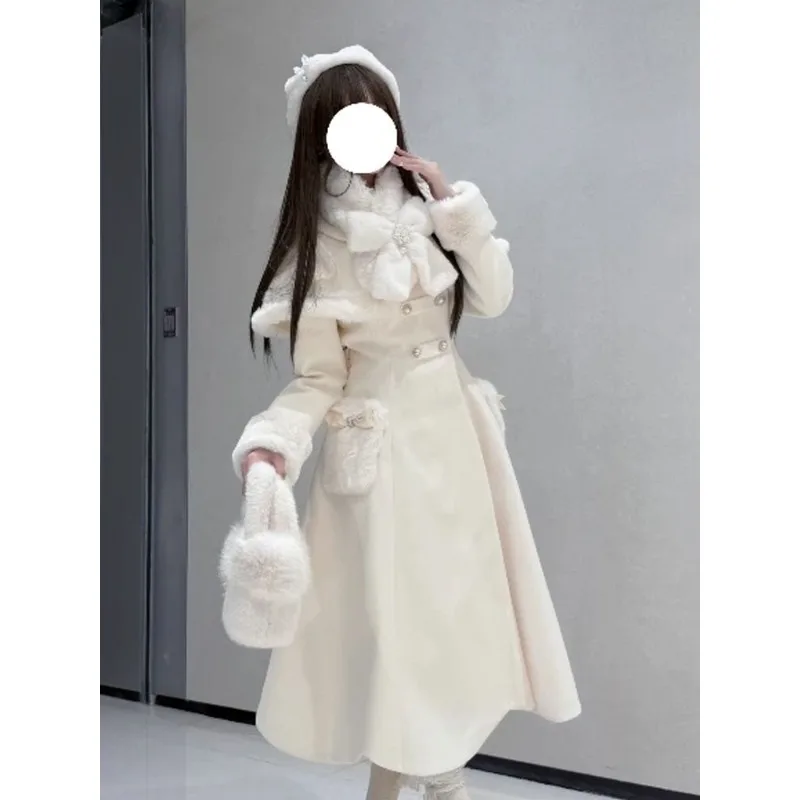 

Small Man's Daughter Feeling Medium and Long Padded Cotton Removable Cape + Dress Jacket Set Snow's Confession Chinese Clothing