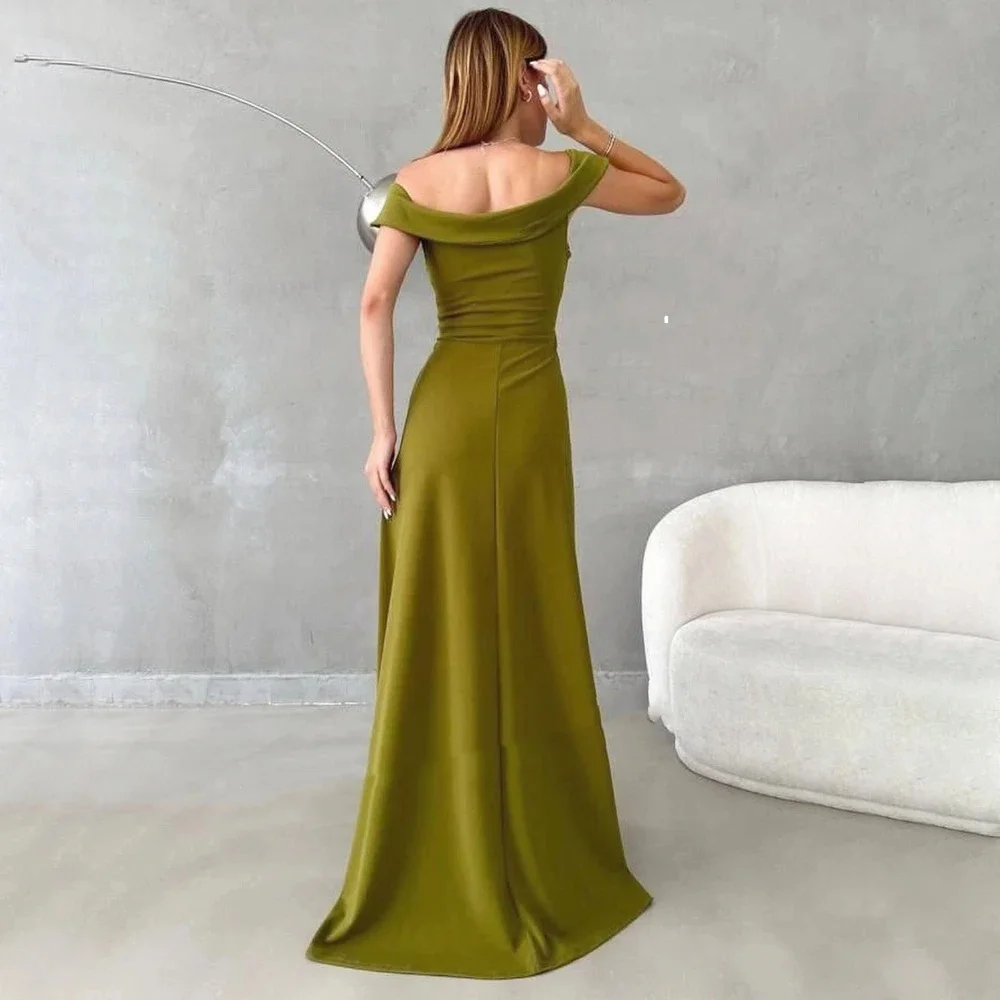 Muloong Off-the-shoulder Neckline Sweep Train Women Elegant And Pretty Luxury Prom Dress