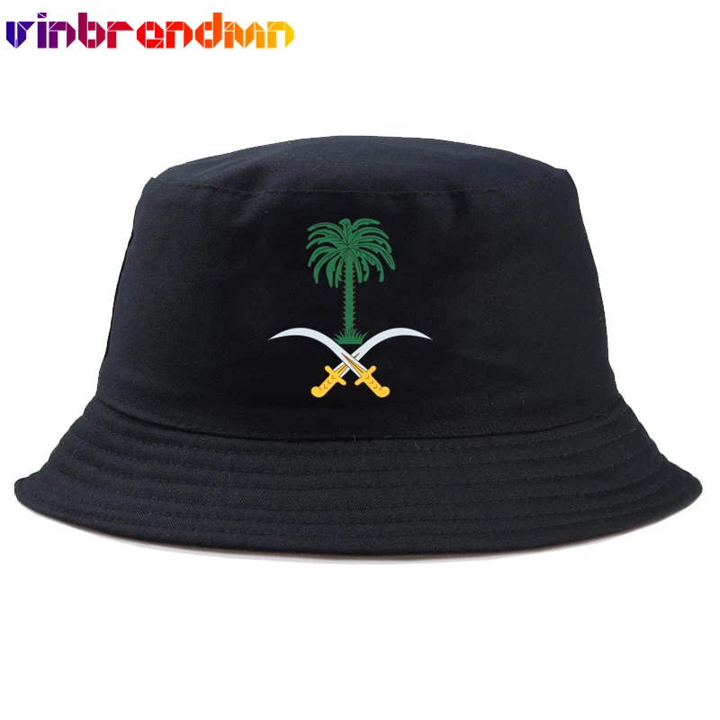 Arabia saudita Arabia saudita SA sel cappello da pescatore stampa nera bandiera della squadra della nazione Idea regalo unica cappello visiera parasole cappelli a secchiello di marca