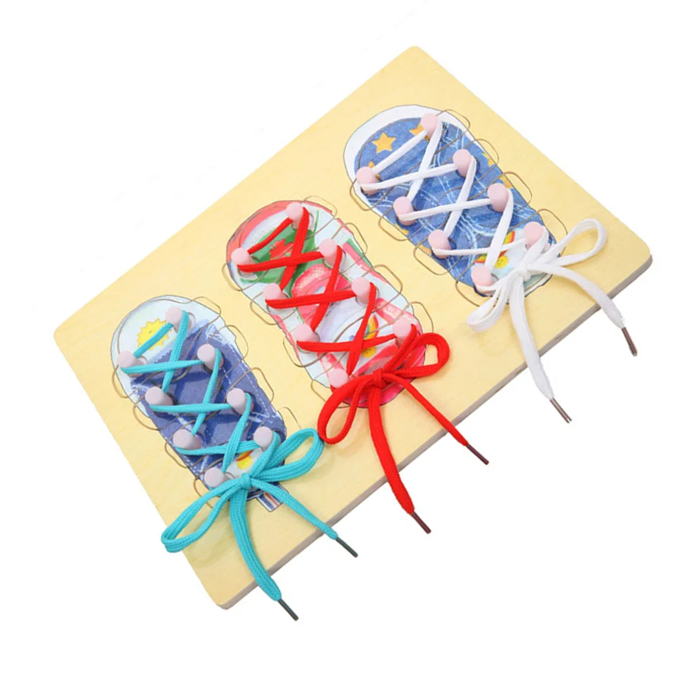 

Preschool Toys Children Shoelace Threading Wooden Kids Toddler Laces for Sneakers