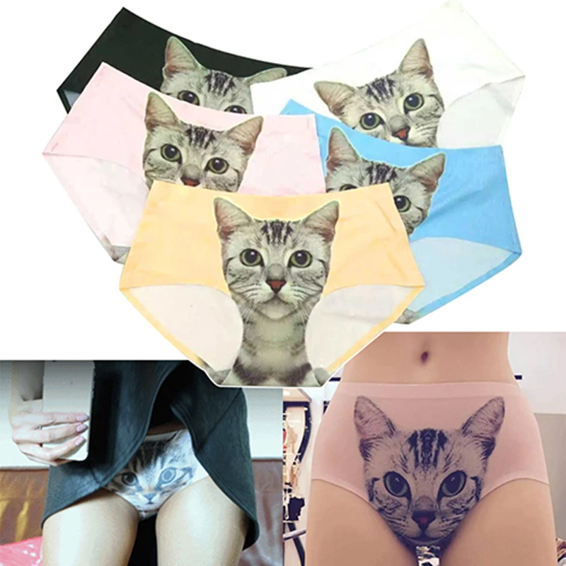 Sexy Pussycat Panties Womens Briefs Anti Emptied Cat Meow Star Cat Underwear