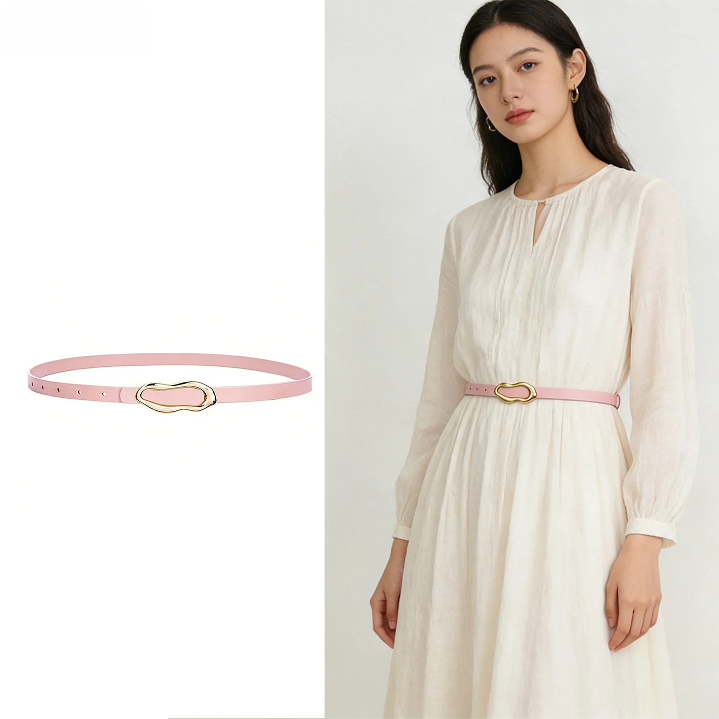 purple-thin-belt-women's-summer-fashionable-match-dress-waist-belt-genuine-leather-belt-for-women-smooth-surface-alloy-buckle