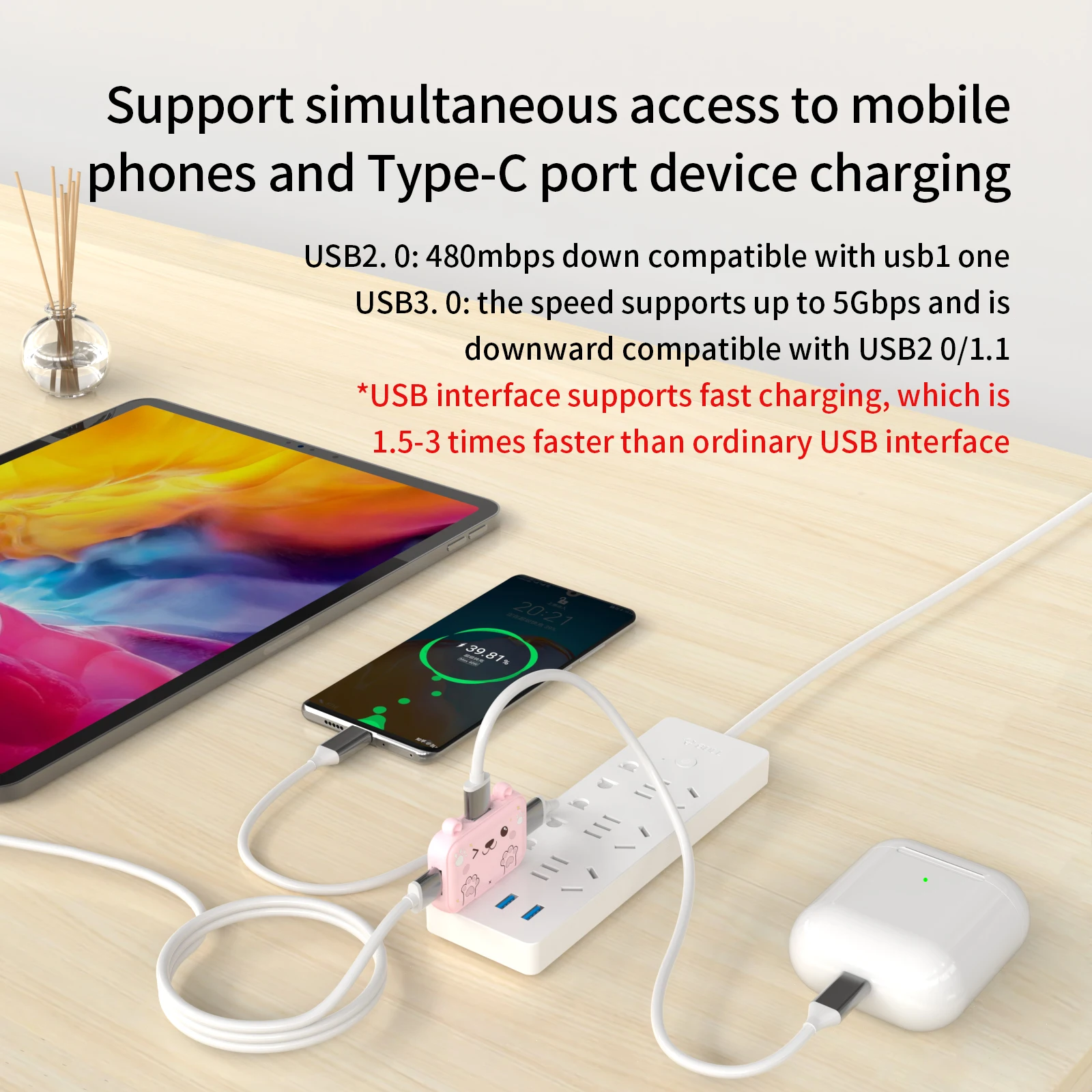 Basix 3 in 1 USB C HUB Docking Station USB C to HDMI-compatible Splitter HUB Type-C to HDMI PD USB3.0 For Laptop Tablet phone