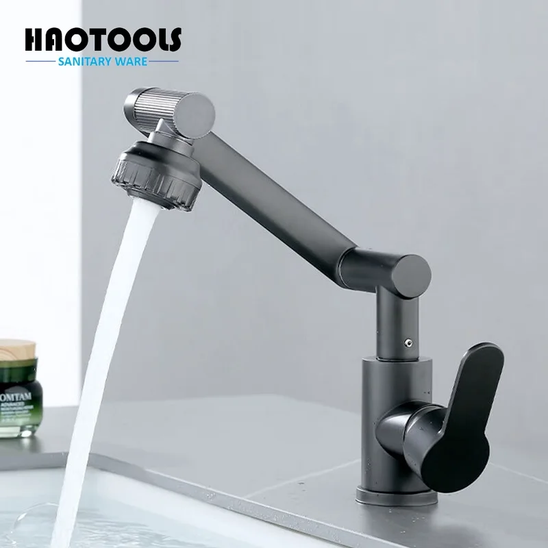 

Stainless Steel Zhaocai Cat Cold And Hot Household Bathroom Cabinet Washbasin Universal Machine Mechanical Arm Faucet