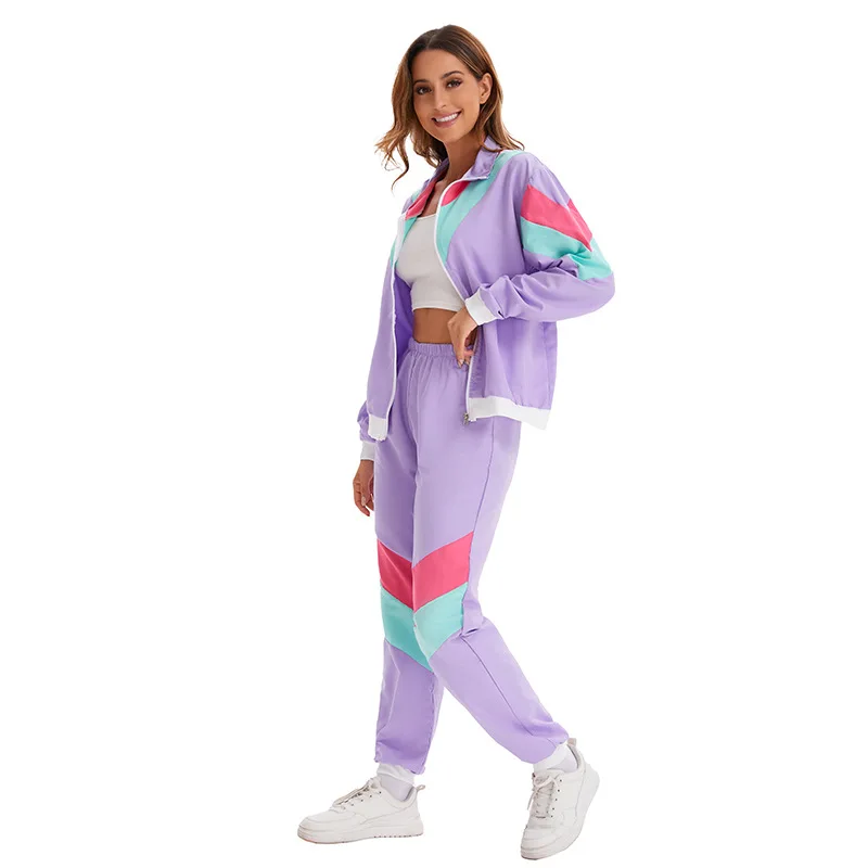 Disco Tracksuit Coat Top Trousers Sets Carnival Party Cosplay Costume Set Hip-hop Stage Show Costume Women's Sportswear Clothes