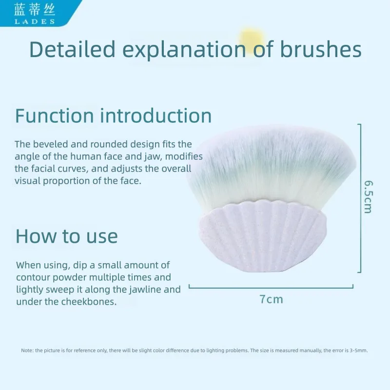 LADES Blue Di Si Contour Makeup Brush Angled Nose Slanted Face Side Shadow Highlighting Short Style for Makeup Artists